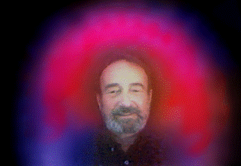 man with red and blue aura